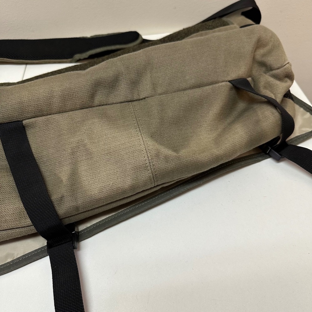 Harris Tweed Messenger Bag Base Control Olive Green Wool Canvas Crossbody Large - Picture 4 of 16
